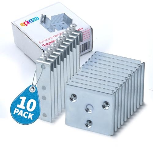 EPIEZA Juego de colgadores para cabeceros, cabezales, muebles de cocina, armarios, (incluye bastoncillo colgador y placa soporte). Herrajes para colgar muebles de cocina. (10)