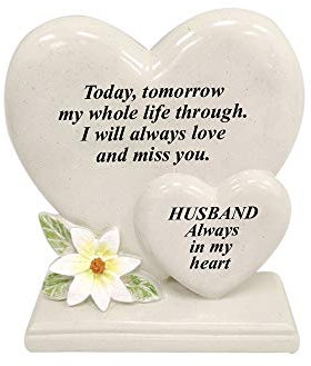 Adorno de tumba personalizable/placa conmemorativa con corazones dobles | Decoración de tumba regalo en el recuerdo amoroso de tus seres queridos fallecidos (esposo)