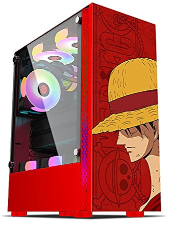 BBNB Casi di Computer Rossi, Custodia da Gioco A PC A metà Torre ATX/M-ATX/ITX - Porto Frontale I/O USB 3.0 - Pannello Laterale in Vetro Temperato - Sistema di Gestione dei Cavi