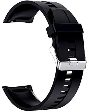 Microwear Uhrenarmband,Smart Uhrenarmbänder,Schnellverschluss,Leder oder TPU,22 mm,Verstellbare Smartwatch-Ersatzarmbänder für Männer,Frauen. (22mm, Black-silicon)