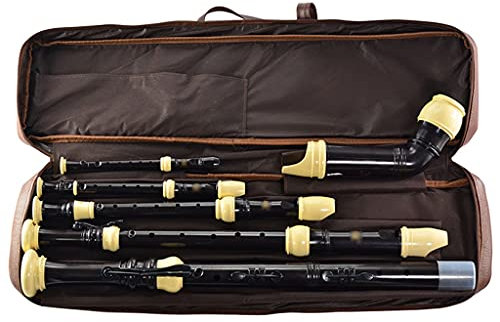 Blockflöten Blockflöte Lernen Erwachsene Erwachsene C-Taste Barock 8-Loch Blockflötensatz, Band Performance Britische Blockflöte, 5-teilig, Mit Ledertasche (Color : Black, Size : 5 Pieces)