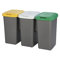 Acan Cubo de Basura para Reciclaje plástico Gris, Set 3 papeleras de Reciclaje 75 litros, 47,5 x 77 x 33 cm