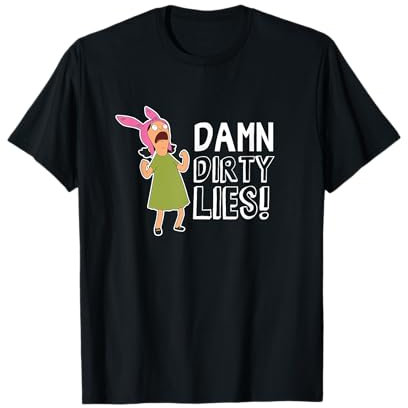 20th Century Television Bob’s Burgers Louise Belcher Damn Dirty Lies T-Shirt - Unisex Erwachsene - Schwarz - S - Cartoon Humor - Cartoon-Character-T-Shirts