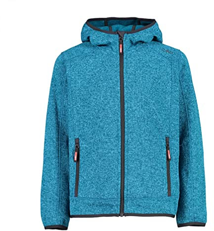CMP - Kinder-Knit-Tech-Jacke mit fester Kapuze, Tiefsee-Donau, 98