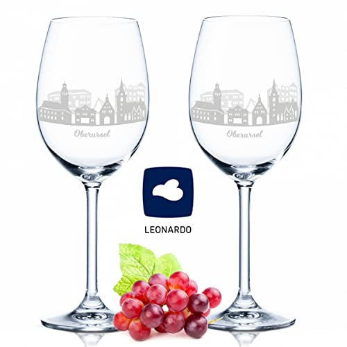 GRAVURZEILE Leonardo Weingläser mit Gravur - Skyline Erkrath im Set - Hochwertige 360° Lasergravur - schönes Geschenk als Andenken, Souvenir oder für Sammler & Weingenießer zum Geburtstag