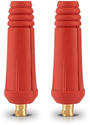 STAHLWERK Schweißkabelstecker – 2 Stück mit 9 mm Dorn aus Messing | geeignet für Kabelstärken von 10-25 qmm mit einer Strombelastbarkeit bis 200 A