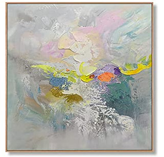 JIAREN Ölbilder Auf Leinwand Handgemalt, Große Abstrakte Bunte Textur Farbe Minimalistische Wandkunst Moderne 100% Handgemalte Ölgemälde Kunstwerke Für Wohnzimmer Schlafzimmer Hei, 60x60cm(24x24inch)