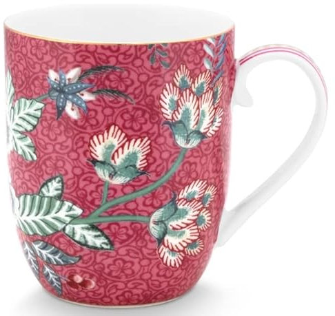 PIP STUDIO 51002322 Flower Festival Henkelbecher dark pink 145ml (1 Stück)