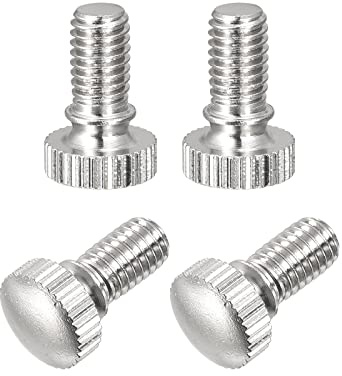 uxcell Lot de 4 vis moletées M6 x 10 mm en laiton plaqué nickel