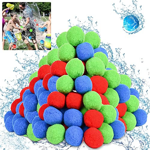 Wasserbomben Set Splash Bälle, Wiederverwendbar Wasserbomben Bälle, Schwamm Ball Plüschbälle, Wasserspielzeug Kinder, Plüschbälle Wasser Waterbomb für Kinder ein Spiel, Garten Pool (30 Stück)