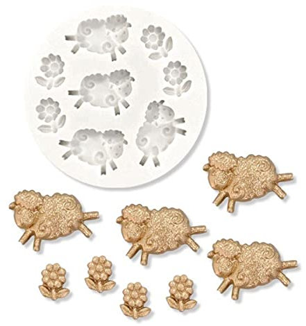 Fondant Formen 5 Stück Cartoon Schaf Blumen Flüssiges Silikon Form Kuchen Dekoration Schokolade Süßigkeiten Backen Lamm Röschen Zucker Schimmel