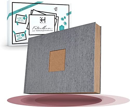 Fotoalbum zum Selbstgestalten 40 Blatt DIN A4 (80 Seiten) - DIY Fotobuch Scrapbook Set 30x21cm - Fotoalbum zum Einkleben inkl. Washitape, Goldstift & Fotoecken
