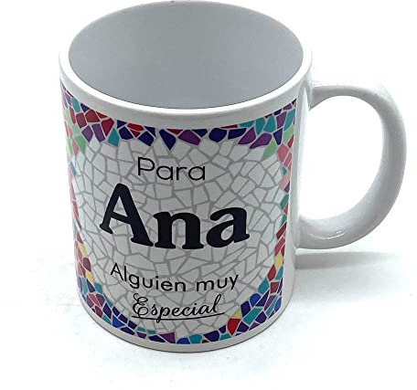 PLUS HOME Taza personalizada con nombre. Regalos personalizados con nombre y texto. Tazas con frases originales.ANA
