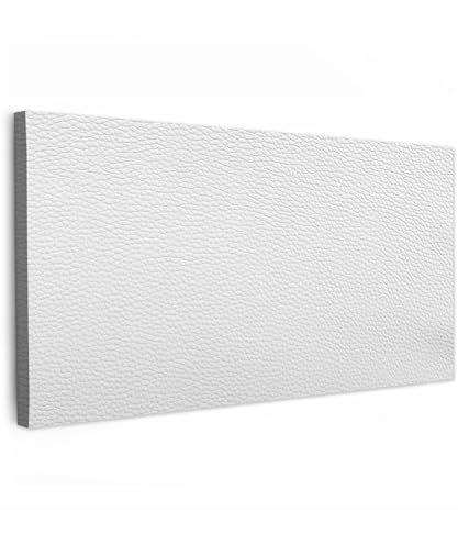MuchoWow Leinwand Bilder, Einzigartige Wanddeko mit Rahmen, Leder - Strukturiert - Leder-Optik - Weiß, Wandbilder Wohnzimmer, Deko Schlafzimmer 40x20 cm