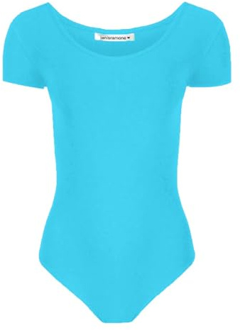 janisramone® Kurzärmeliger Gymnastikanzug für Mädchen und Kinder | Weicher Mikrofaserstoff, dehnbar, bequeme Passform, klassischer Rundhalsausschnitt, kurzärmeliger Gymnastikanzug