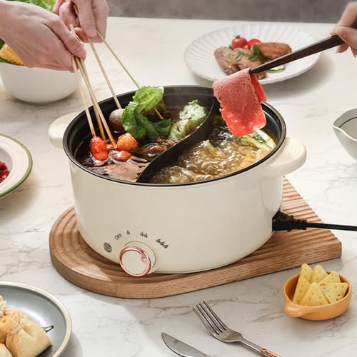 Hot Pot Pentola elettrica da 2 Lati, 3,5 l, 1000 W, Tre regolazioni di Potenza, Antiaderente, Multifunzionale, pentola Veloce per arrosti, Ramen, fonduta