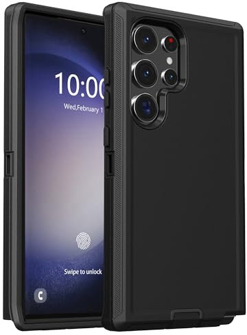 CONCUBINE Kompatibel Samsung Galaxy S24 Ultra Hülle, Militär-Grade Stoßfestes Robustes S24 Ultra hülle mit Ganzkörper Stoßfänger - Schwarz