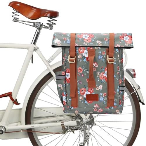 TOURBON Wasserdichte Segeltuch-Fahrradtasche für Fahrrad, Laptop, Reise, Tagesrucksack, Schultasche für Outdoor, Reisen, Reiten