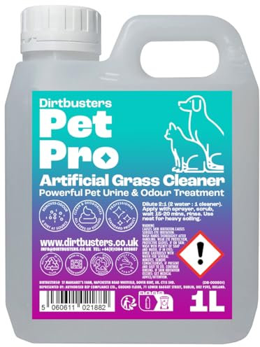 Dirtbusters Pet Pro Artificial Grass Cleaner, Powerful Cleaning, Stain Remover & Odour Eliminator For Dogs & Cats Urine & Bad Odours, Use On Astro Turf & Fake Grass (1L)