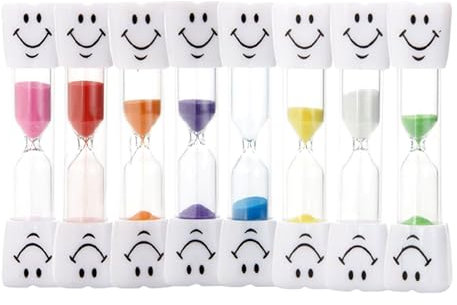 Sablier Brossage Dents Enfant,7 Pcs Sabliers avec Sourires,Sablier Minuterie Sablier Ensemble,Sabliers pour Enfants 3 Minutes pour Compte à Rebours, Brossage, Jeux, Cuisine, Exercice, Etude
