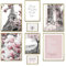 ARTFAVES® Set di poster - SALTA A PARIGI - decorazione da parete in più parti Soggiorno e camera da letto - 8 quadri da parete moderni Primavera, bianco nero, rosa, moda - cornici oro