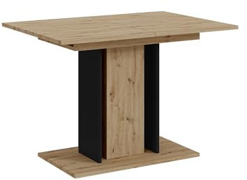 MEBLINI Esstisch Ausziehbar - Esszimmertisch Modern - Küchentisch - Säulentisch - Ausziehtisch - Dining Table - Esszimmertische - 100-140x60x75cm - Wood MINI - Artisan Eiche/Schwarz Matt