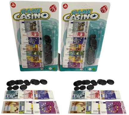 Argent Jouet Billets et Pièces Euro Set 2 Blister Argent Billets Pièces Jouet Argent Argent Argent et Pièces en Euro pour Jouer Jeu Faux Argent pour Enfants et Jeux de Société de Table