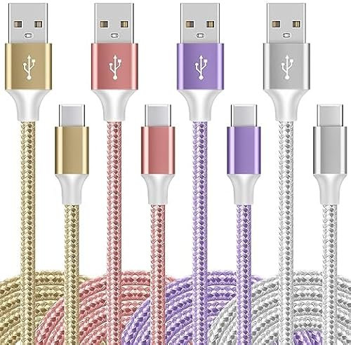 MAIMEITE 4Pack 3.1A USB C Charger Cable, Braided TYPE C Cable Fast Charging for iPhone 15 Pro Max, S23/S22/S21, Pixel 6/7/8, PS5, Switch