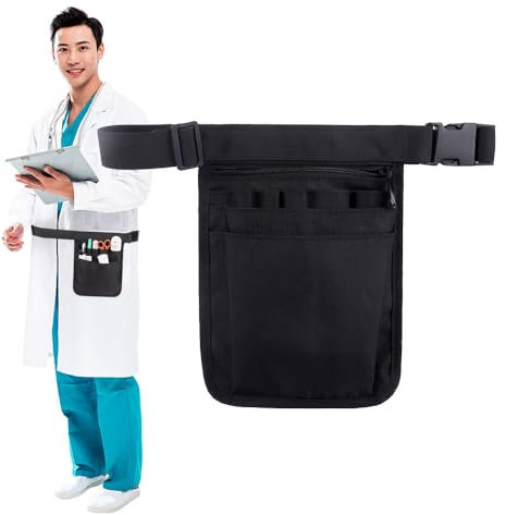 Krankenschwester Tasche, Krankenschwester Gürteltasche Damen Krankenschwester mit Verstellbarem Werkzeugtasche Kellnertasche Gürtel Aufbewahrungstasche Nurse für Damen Herren 25 x 18 cm Schwarz