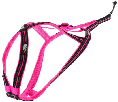 Harnais Chien Sport X-Back One Encolure et Dos réglable pour activité CANICROSS, la Marque I-DOG est Une Marque Française. (Rose, M)