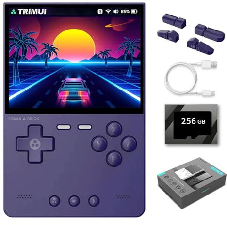 NULA Trimui Brick - Consola de juegos portátil, con tarjeta TF de 256 GB, pantalla IPS de 3,2 pulgadas, Emulador retro, consolas de videojuegos, sistema Linux, adultos y niños