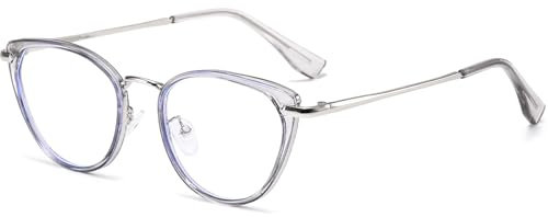 YAMEIZE Occhiali Luce Blu Occhio di Gatto Donna Uomo Piccoli Montatura Occhiali da Vista Retrò Cateye Occhiali Anti Filtro Luce Blu per Lettura PC Gioco