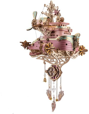 BuildCubes 3D Holzpuzzle für Erwachsene, Flugschiff 3D Holz Modell Bausatz, Schiff 3D Holzpuzzle Steampunk Flugschiff 3D Puzzle Holz, Selbstmontage DIY Handwerk Modellbau Geschenk