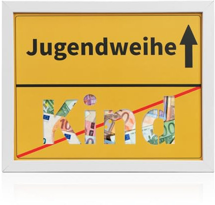 Cadimus Jugendweihe Deko,Geldgeschenk Bilderrahmen,Kind Jugendweihe Schild,Lustige Geld Geschenkverpackung für Kind Männer Frauen