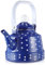 OFFSCH Vintage Whistling Kettle 1.1L Blue White Dots Enamel Interior Stovetop Compatible for Tea Lovers for Home and Kitchen