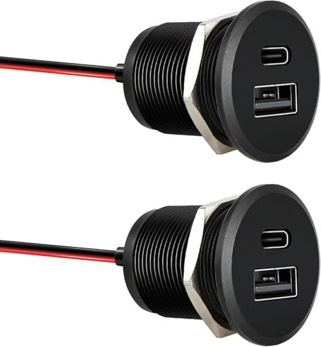 Dolaso 12V USB Socket Campervan Usb Car Charger Socket with Type C and Type A Ports Max 24W PD3.0, QC3.0 Fast Charging for Motorhome Marine Boat Car Truck Bus