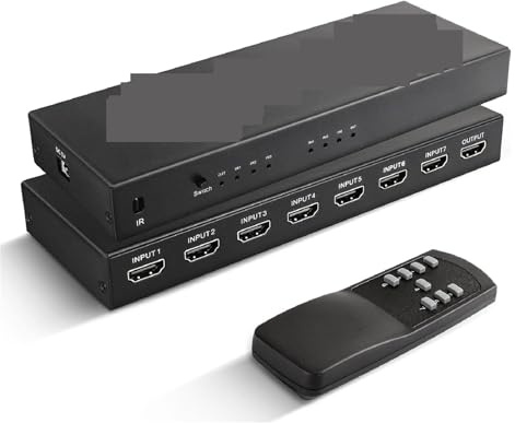 DCDCD 7 Port Switch 2.0 4K@60Hz 7x1 2.0 Switcher mit IR-Fernbedienung AUD-Video-Konverter 7 In 1 Out Unterstützt HDR & HDCP 2.2 DC5V(7X1)