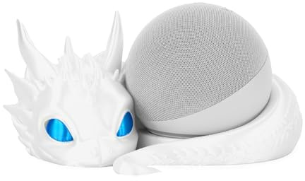 Costume Wizard Dragon Ständer für Echo Dot 4./5th Gen, 3D Printed Dragon Amazon Echo Desktop-Lautsprecher, Halterung für Echo Dot 5th Gen Echo Dot 4th Gen, Made in USA (Weiß)