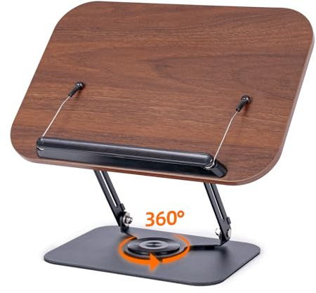 Buchständer zum Lesen, verstellbarer Buchhalter mit 360° drehbarer Basis und elastischen Seitenclips, faltbarer Kochbuchständer für Büro, Küche, Schule, Lehrbuch, Rezept, Magazin, Tablet