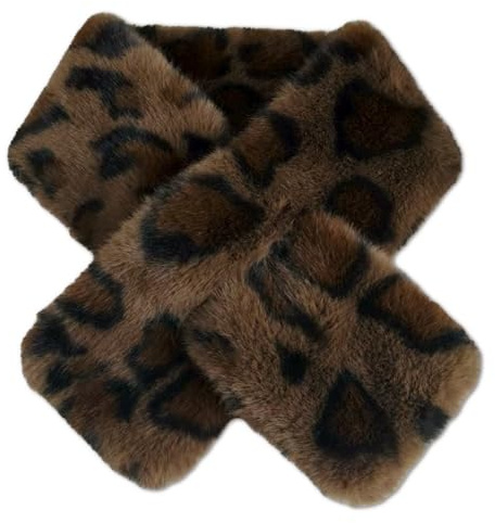 KASESSS Schal Damen Kunstfell Mit Leopardenmuster, Warme Stilvoll Schals FüR Damen, Schal Winter Weich Flauschig, Tiermuster HalstüCher Geschenk FüR Frauen Kaltes Wetter, Weihnachten, Valentinstag