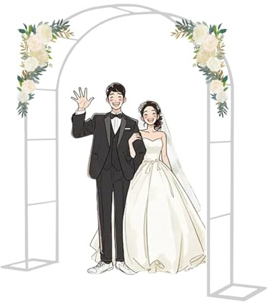 Arche De Jardin Arche De Mariage En Metal Tuyau Galvanisé 80cm 120cm 140cm 160cm 180cm 200cm 240cm 280cm 300cm 350cm Large Arceau À Rosiers Pergola Arche Mariage Decoration(White,160x220CM/5.3x7.3ft)