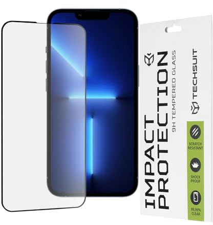Techsuit Displayschutzfolie für iPhone 13 Pro Max, iPhone 14 Plus Gehärtetes Glas mit 9H Härte, Vollständige Abdeckung, Stoßschutz, Oleophobe Beschichtung, Anti Fingerabdruck, 111D Full Glue