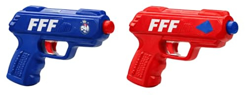 FFF 1 Paar Wasserpistolen, 12 cm, blau und rot, robuster Kunststoff, für Kinder ab 3 Jahren, Strand und Pool, 2 Stück