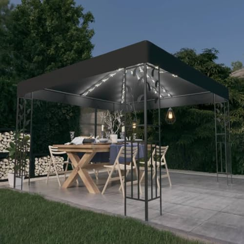 Cervaline Tonnelle avec Guirlande Lumineuse à LED 3x3 m Anthracite,Maison & Jardin,Pelouses & Jardins,Vie en extérieur,Structures extérieures,Auvents & abris,29.4 kg-3070296