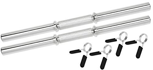 Bad Company Chrom Kurzhantelstange mit glatten Auflageflächen inkl. Federverschlüssen 30/31 mm I 2 Stück - 45 cm Hantelstange