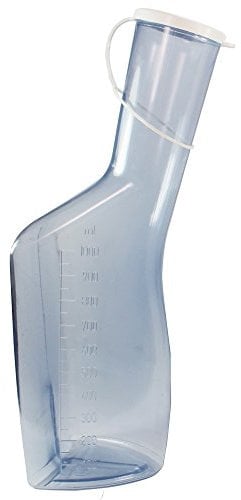 Carmesin Urinflasche für Männer, Glasklar mit weißem Deckel, 1 Stück, Zylindrisch, PVC, Wegwerfbar, 4260254489327
