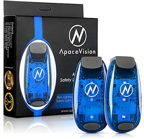 Apace Vision Lampe de Sport (Lot de 2) Lumière de Sécurité LED - Lampes Stroboscopiques à Clipser: Course, Chiens, Vélos, Marche, Bateaux, Poussettes Etc