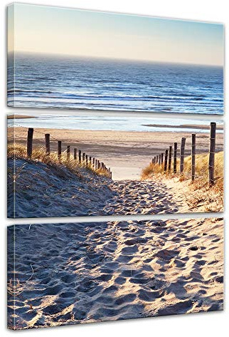 Bilderdepot24 Bild auf Leinwand | Schöner Weg zum Strand H-III in 90x150 cm mehrteilig als Wandbild XXL | Wand-deko Dekoration Wohnung modern Bilder | 201095