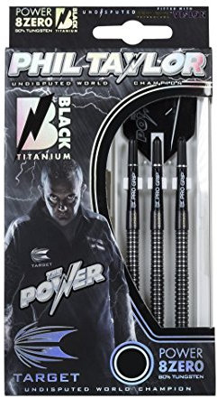 TARGET Power Phil Taylor 8ZERO Black Titanium Steel Tip Darts (23g) inkl. 1 Satz Empire®™ Flights