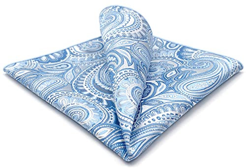 S&W SHLAX&WING Azure Silber Paisley Herren Einstecktücher Seide Hochzeit Geschäftsanzug